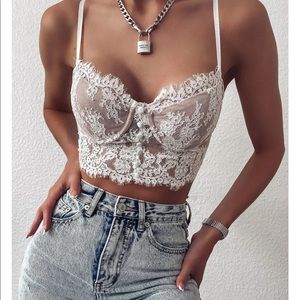 NWT White fox fashion fix lace bustier size small